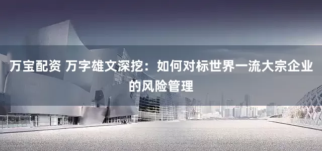 万宝配资 万字雄文深挖：如何对标世界一流大宗企业的风险管理