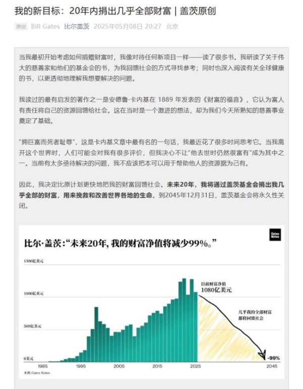 永华配资 比尔盖茨称20年内捐出几乎全部财富 支持全球慈善事业