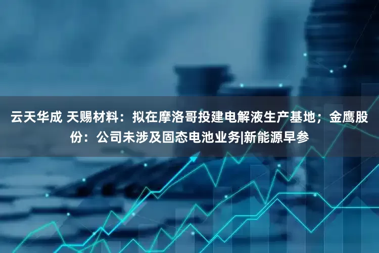 云天华成 天赐材料：拟在摩洛哥投建电解液生产基地；金鹰股份：公司未涉及固态电池业务|新能源早参